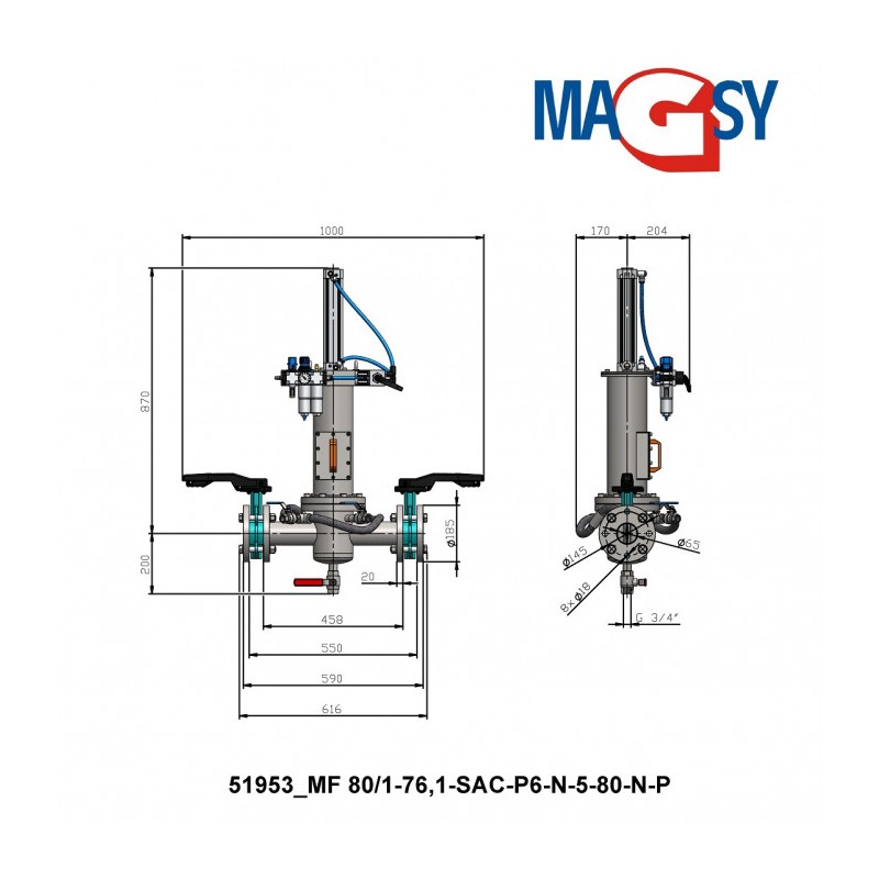 Separator magnetic lichide MF 80/1-76,1-SAC-P6-N-5-80-N-P