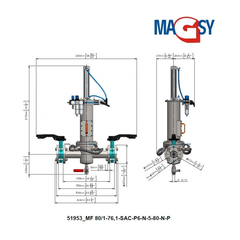 Separator magnetic lichide MF 80/1-76,1-SAC-P6-N-5-80-N-P