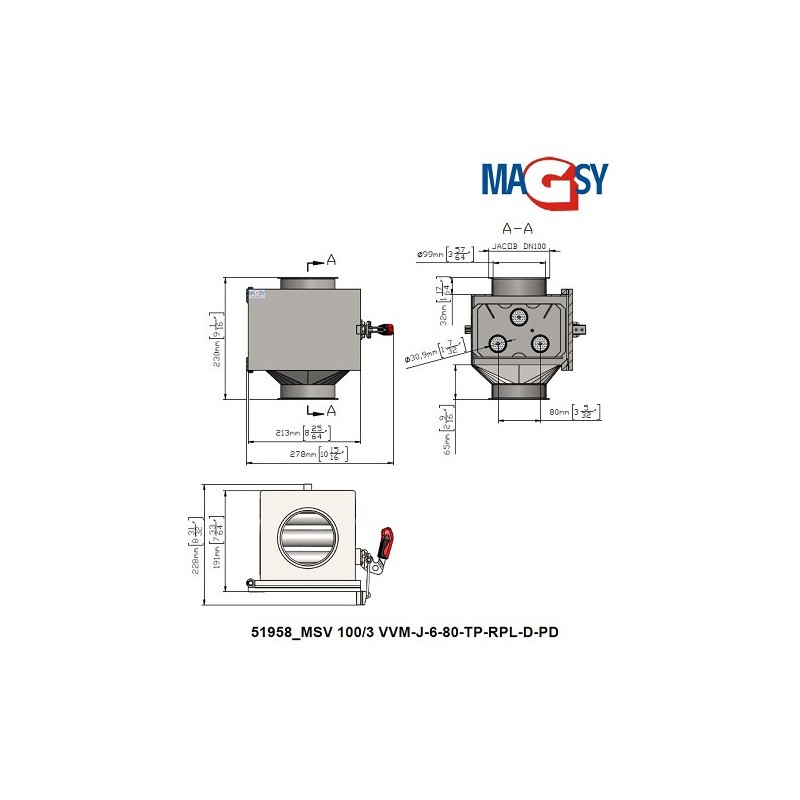 Separator magnetic unilateral MSV 100/3 VVM-J-6-80-TP-RPL-D-PD
