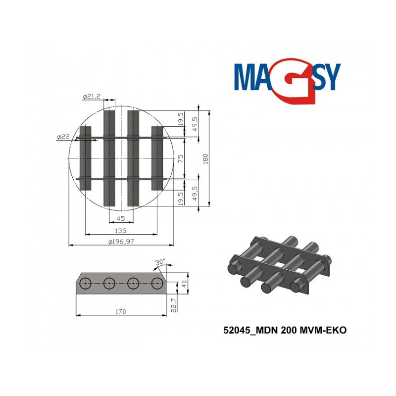Magnet pentru pâlnia de alimentare MDN 200 MVM-EKO