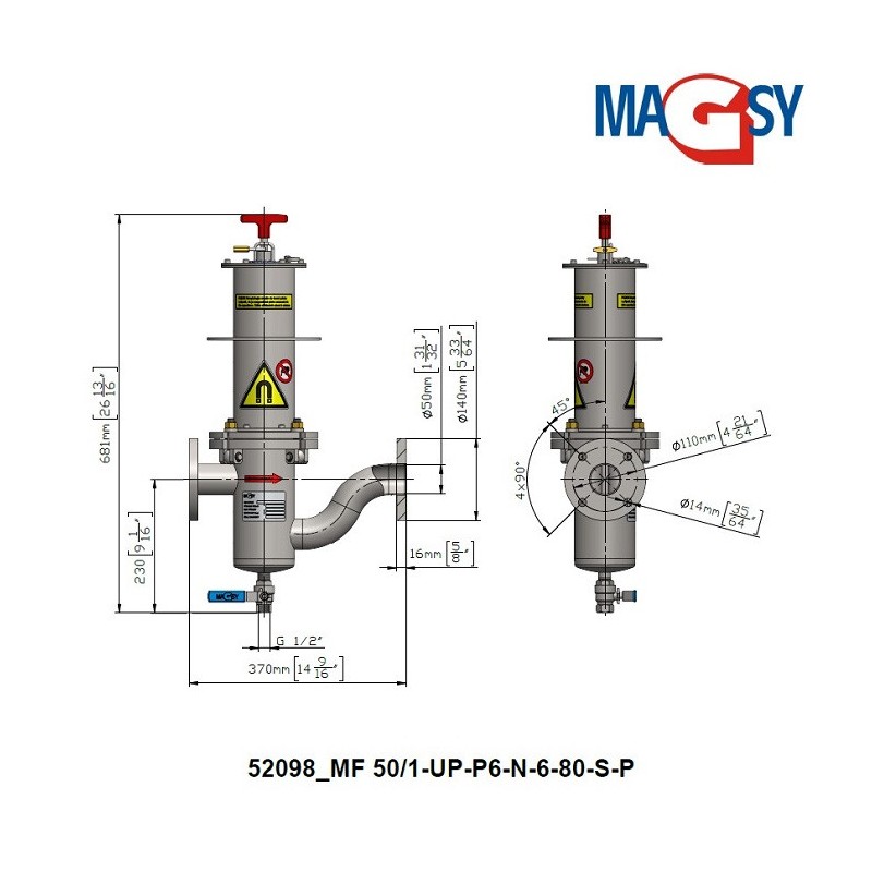 Separator magnetic lichide MF 50/1-UP-P6-N-6-80-S-P
