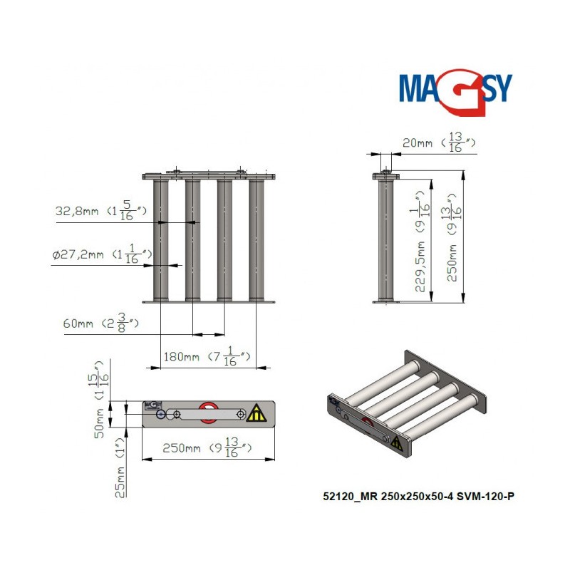 Grillă magnetică MR 250x250x50/4 SVM-120-P