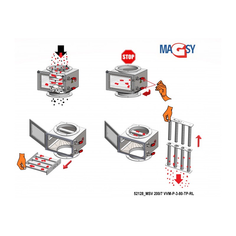 Separator magnetic cu grile MSV 200/7 VVM-P-3-80-TP-RL