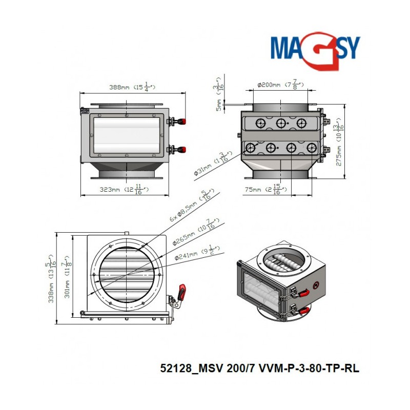 Separator magnetic cu grile MSV 200/7 VVM-P-3-80-TP-RL