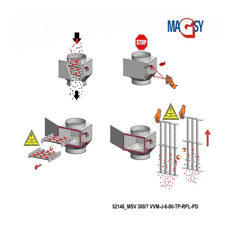 Separator magnetic cu grile MSV 300/7 VVM-J-6-80-TP-RPL-PD