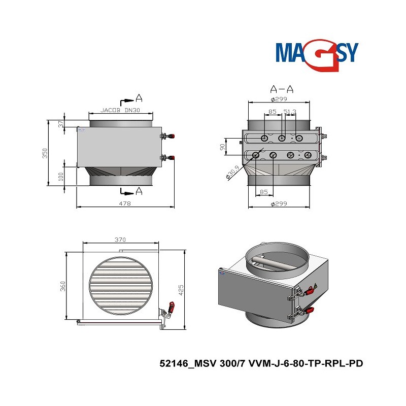 Separator magnetic cu grile MSV 300/7 VVM-J-6-80-TP-RPL-PD