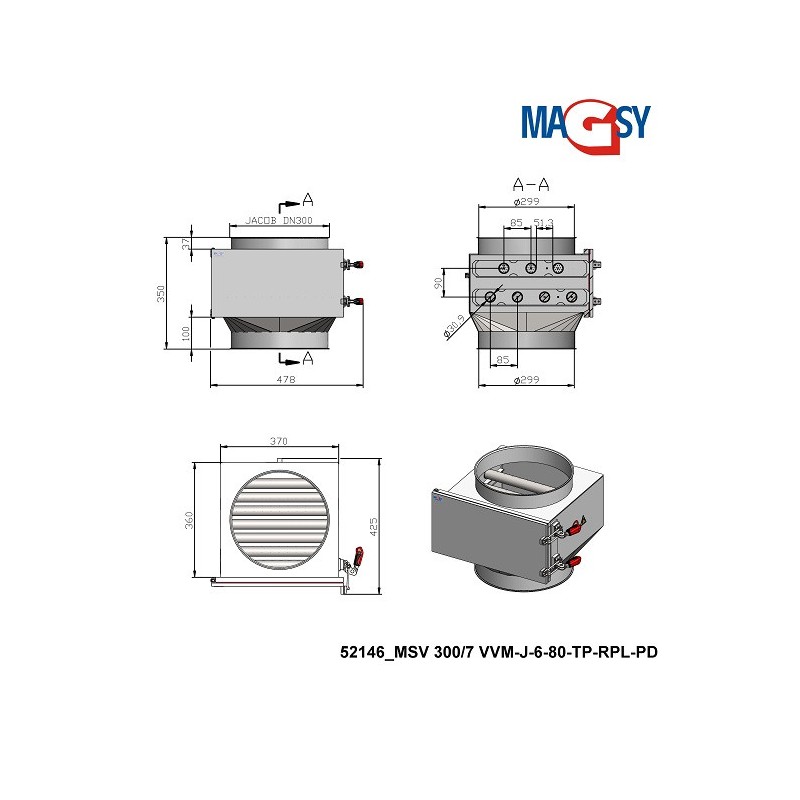 Separator magnetic cu grile MSV 300/7 VVM-J-6-80-TP-RPL-PD