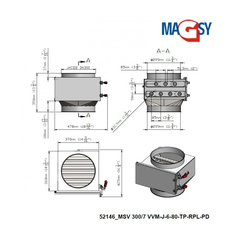 Separator magnetic cu grile MSV 300/7 VVM-J-6-80-TP-RPL-PD