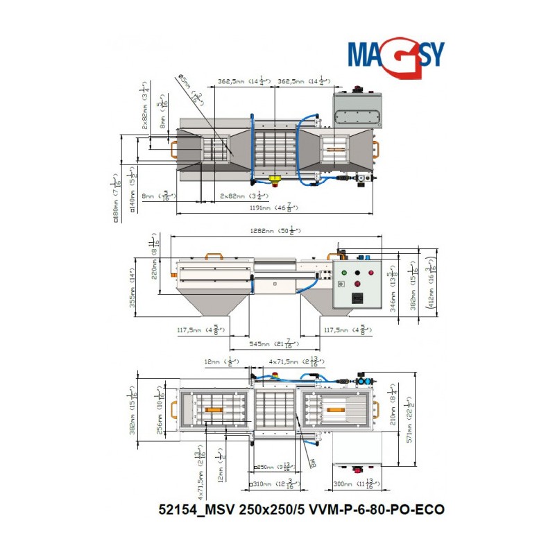 Separator magnetic bilateral MSV 250x250/5 VVM-P-6-80-PO-ECO