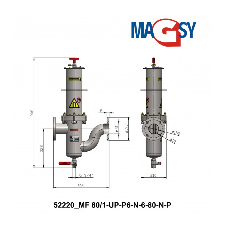 Separator magnetic lichide MF 80/1-UP-P6-N-6-80-N-P