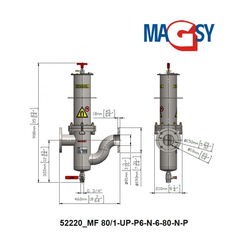 Separator magnetic lichide MF 80/1-UP-P6-N-6-80-N-P