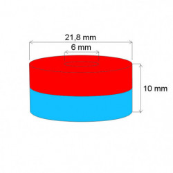 Magnet neodim inel cu diam.21,8x diam.6x10 N 120 °C, VMM4H-N35H