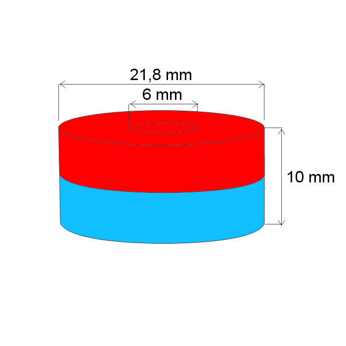 Magnet neodim inel cu diam.21,8x diam.6x10 N 120 °C, VMM4H-N35H