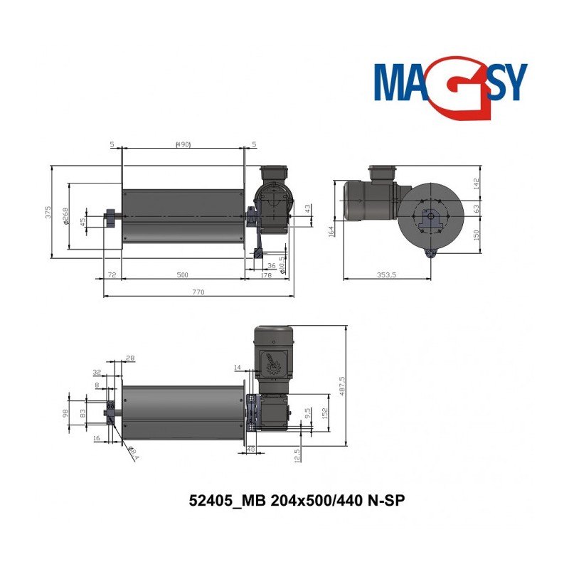 Tambur magnetic MB 204x500/440 N-SP-MODEL 1