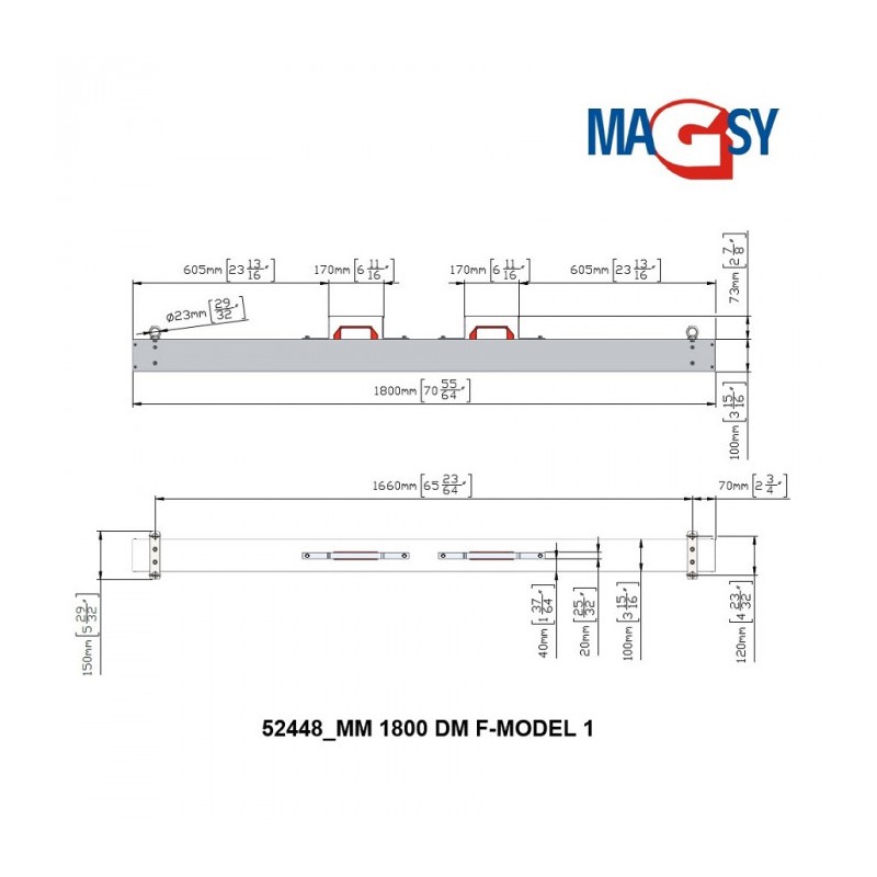 Mătură magnetică pentru cărucioare de curățenie MM 1800 DM F-MODEL 1