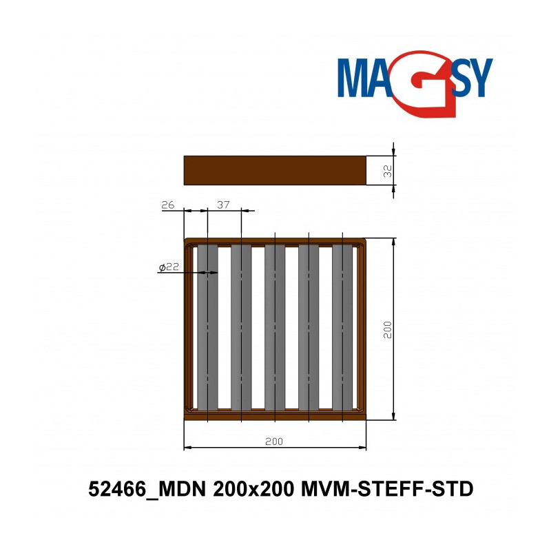 Magnet pentru pâlnia de alimentare MDN 200x200 MVM-STEFF-STD