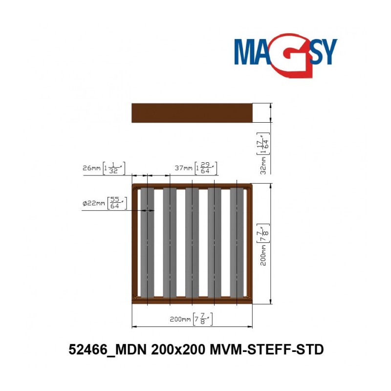 Magnet pentru pâlnia de alimentare MDN 200x200 MVM-STEFF-STD