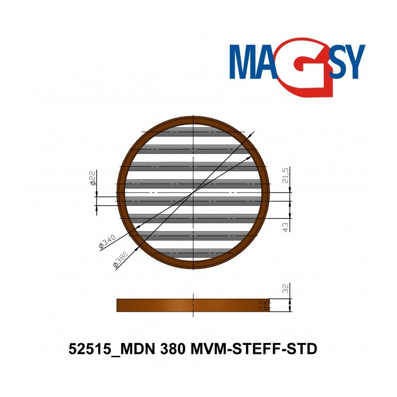 Magnet pentru pâlnia de alimentare MDN 380 MVM-STEFF-STD, 4.530 Gs, 35,5 N
