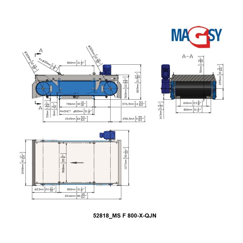 Separator magnetic de deasupra transportorului cu bandă MSF