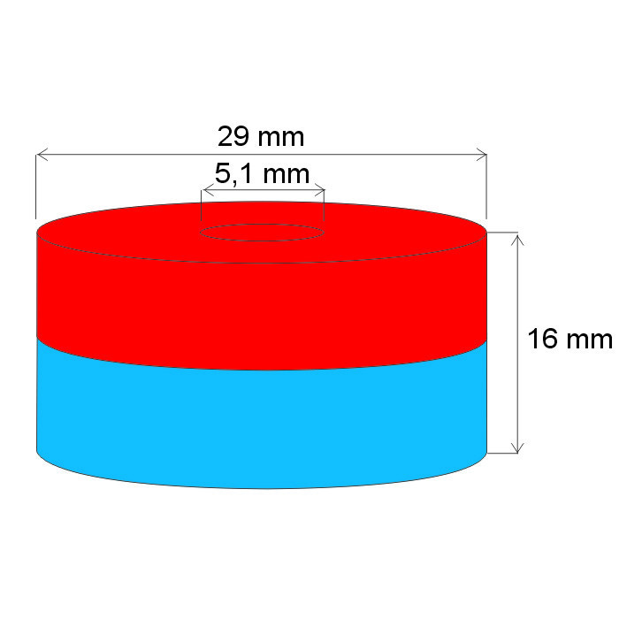 Magnet neodim inel cu diam.29x diam.5,1x16 N 80 °C, VMM5
