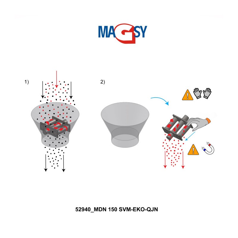 Magnet de buncăr (80 °C, 13.500 Gs, 95 N) diametru 150 mm