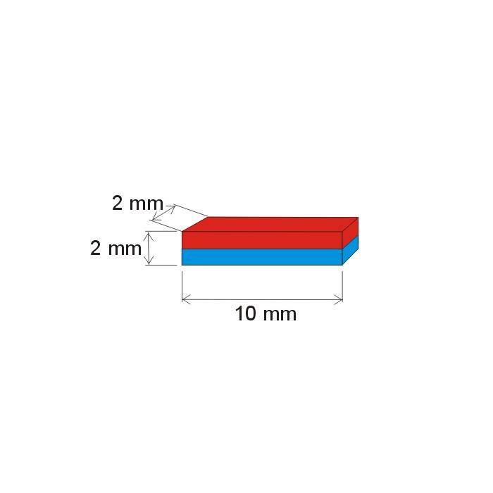 Magnet neodim bloc 10x2x2 N 80 °C, VMM4-N30