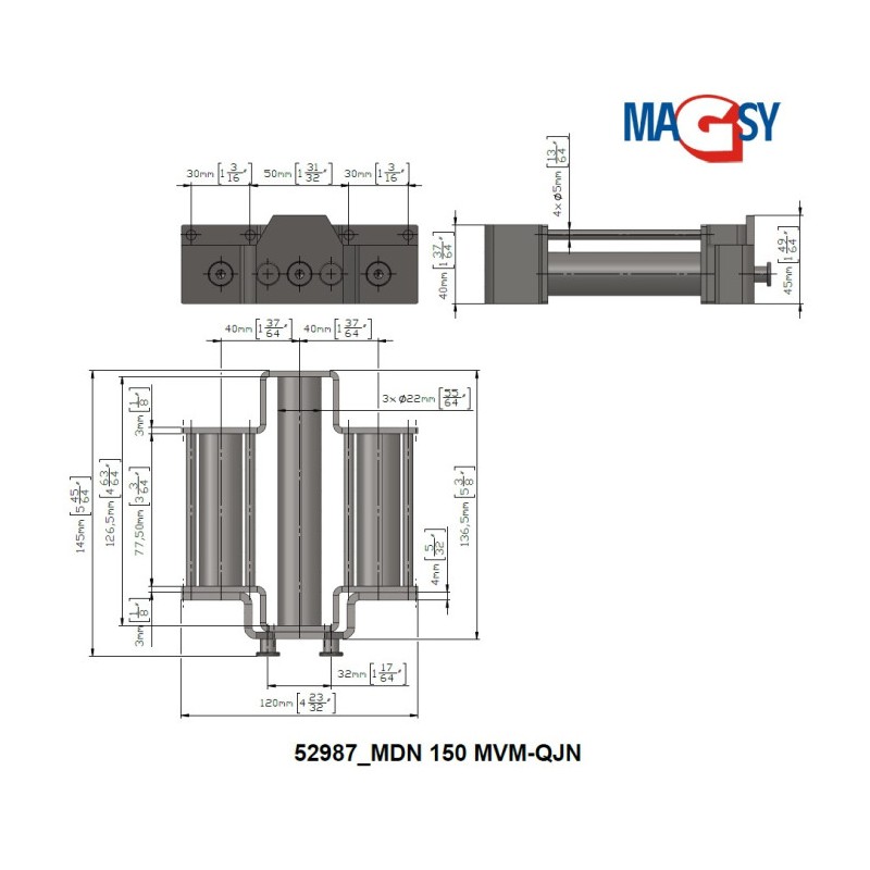Magnet pentru pâlnia de alimentare, DN 150 mm, 80 °C, 10.000 Gs, 66 N