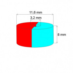Magnet neodim inel cu diam.11,6x diam.3,2x8 P 180 °C, VMM5UH-N35UH