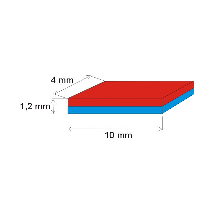 Magnet neodim bloc 10x4x1,2 Au 80 °C, VMM10-N50
