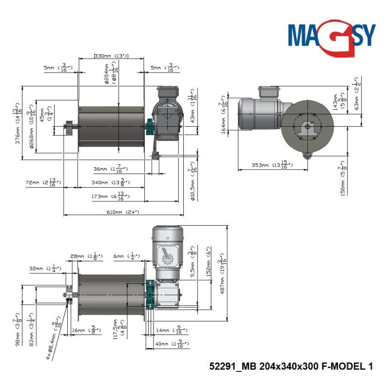 Tambur magnetic MB 204x340/300 F-MODEL 1-T – Variantă: închiriere 5 zile