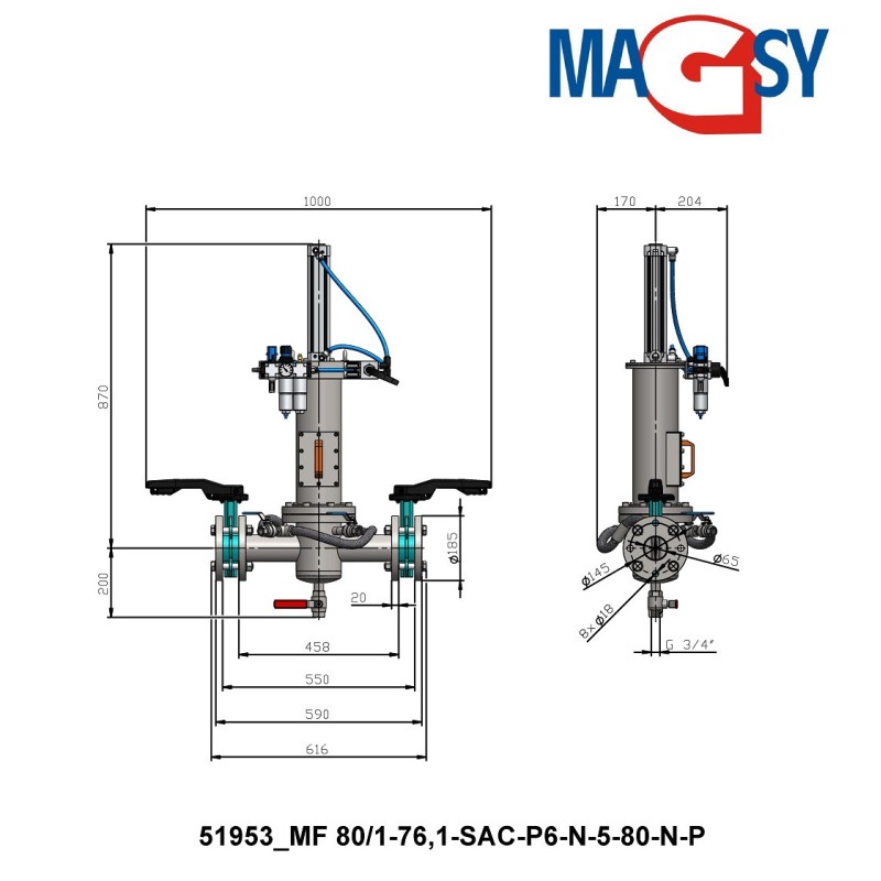 copie a Separatorului magnetic de curgere MF 50/1-UP-P6-N-6-80-S-P