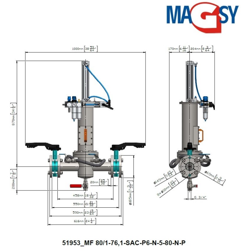 copie a Separatorului magnetic de curgere MF 50/1-UP-P6-N-6-80-S-P