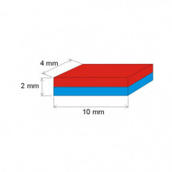 Magnet neodim bloc 10x4x2 Au 80 °C, VMM10-N50