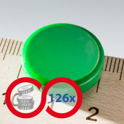Magnet mai puternic rotund colorat diam.20x5 verde - set 126 buc