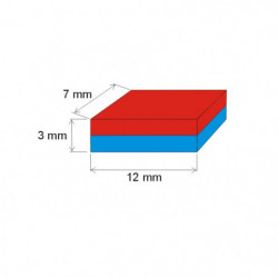 Magnet neodim bloc 12x7x3 N 80 °C, VMM4-N35