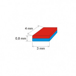 Magnet neodim bloc 3x4x0,8 N 150 °C, VMM8SH-N45SH