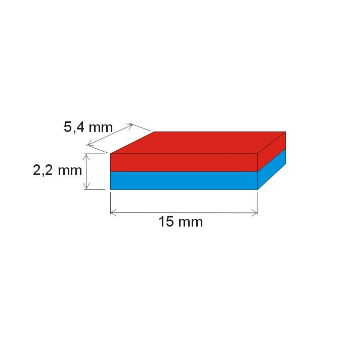 Magnet neodim bloc 15x5,4x2,2 P 180 °C, VMM7UH-N42H