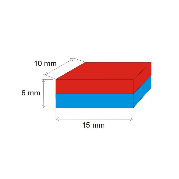 Magnet neodim bloc 15x10x6 N 150 °C, VMM7SH-N42SH