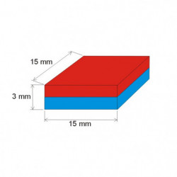 Magnet neodim bloc 15x15x3 N 80 °C, VMM8-N45