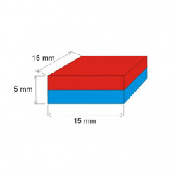Magnet neodim bloc 15x15x5 N 80 °C, VMM4-N30