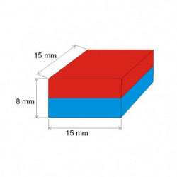 Magnet neodim bloc 15x15x8 N 80 °C, VMM7-N42