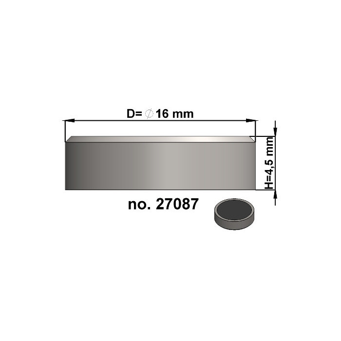 Magnet oală diam. 16 x înălțime 4,5 mm, fără filet