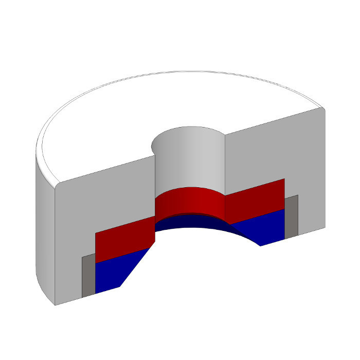 Magnet oală diam. 25, înălțime 7 mm, cu gaură pentru șurub cu cap înecat diam. 4,5