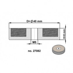 Magnet oală diam. 40 x înălțime 8 mm cu filet interior M5-6H