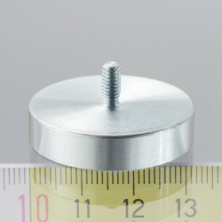 Magnet oală cu coadă, diam. 32 x înălțime 7 mm cu filet exterior M4, înălțime filet 8 mm