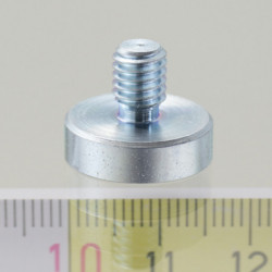 Magnet oală cu coadă, diam. 16 x înălțime 4,5 mm cu filet exterior M6, înălțime filet 10 mm