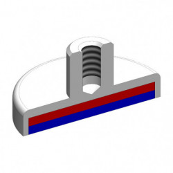 Magnet oală cu coadă, diam. 80 x înălțime 18 mm cu filet interior M10, înălțime filet 16 mm