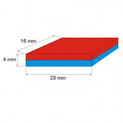Magnet neodim bloc 20x16x4 N 80 °C, VMM4-N35