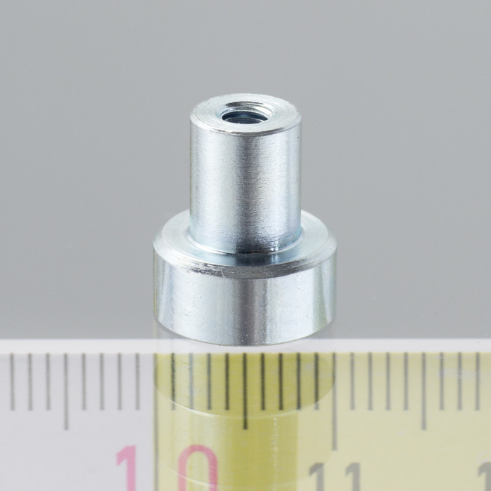 Magnet oală cu coadă, diam. 10 x înălțime 4,5 mm cu filet interior M3, înălțime filet 7 mm