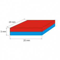 Magnet neodim bloc 20x20x3 N 80 °C, VMM8-N45